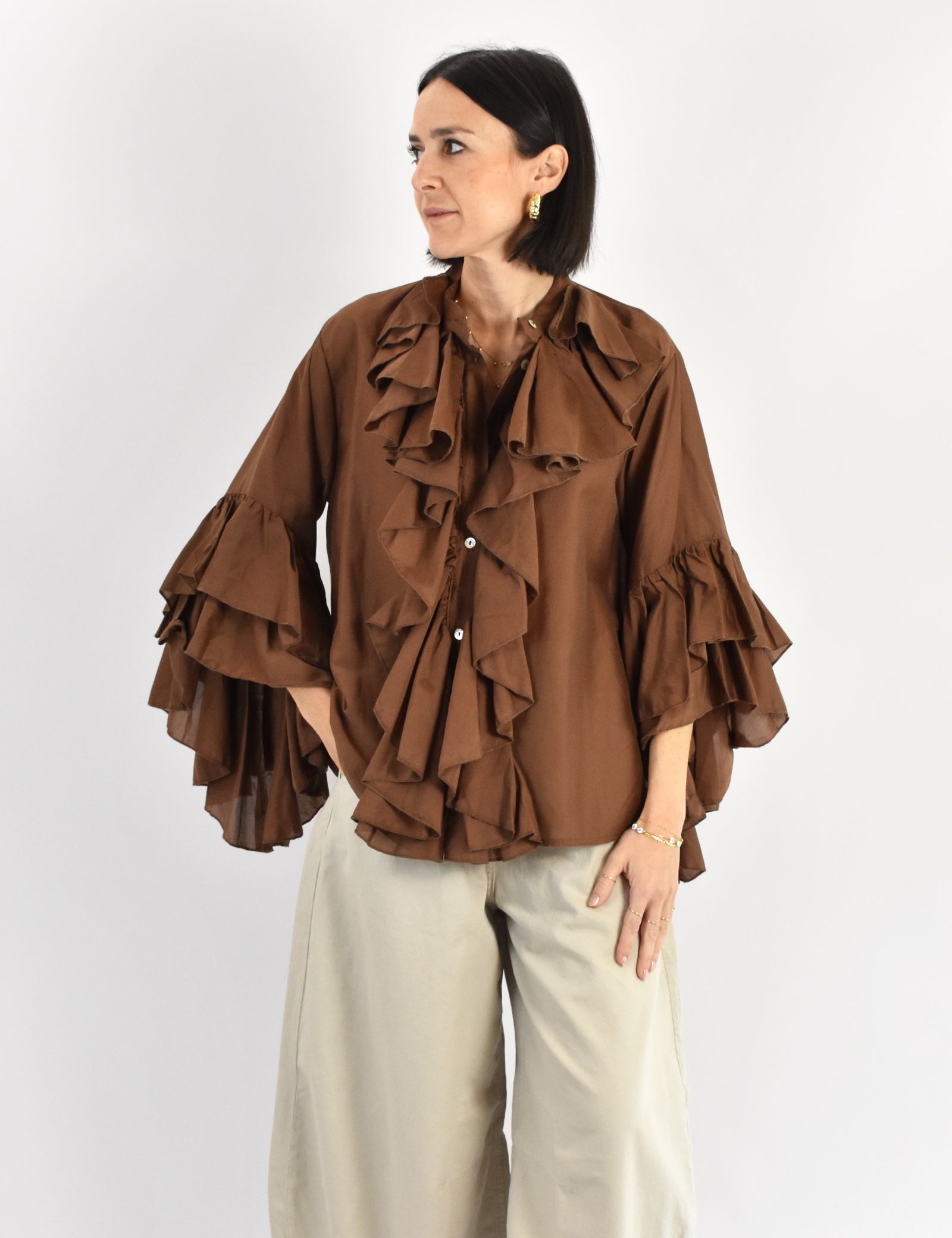 Camicia mussola rouches