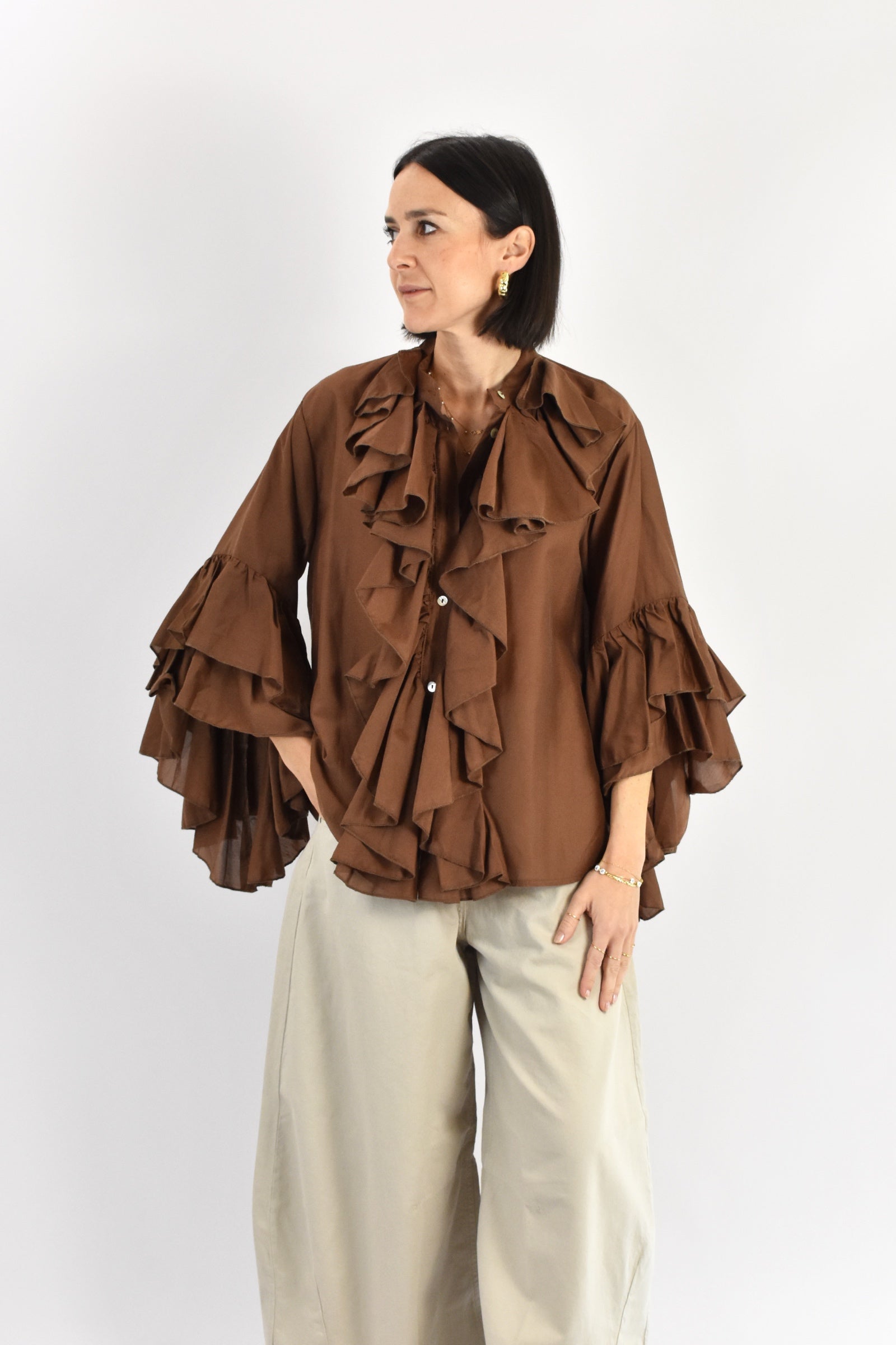 Camicia mussola rouches