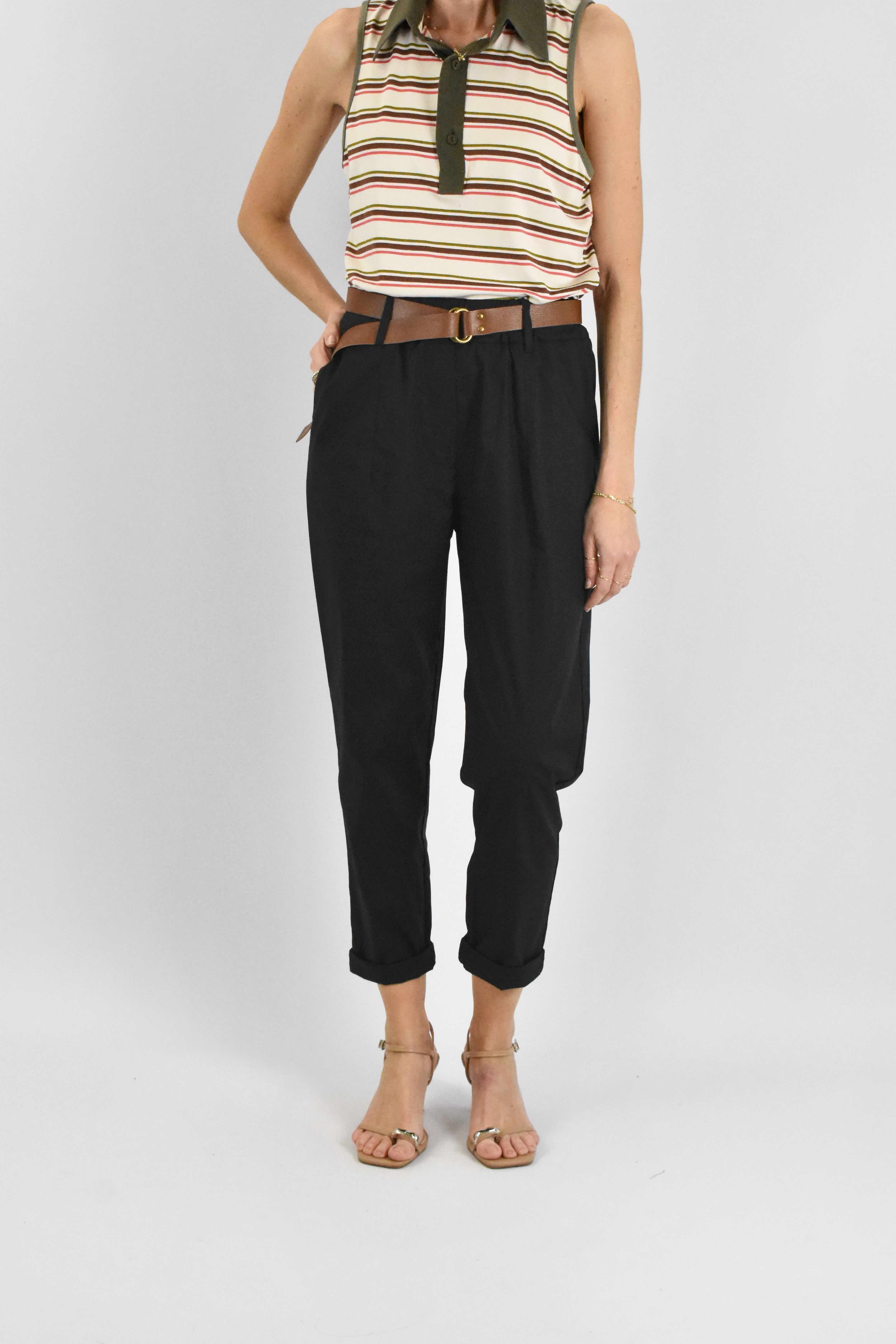 Pantalone cotone risvolto