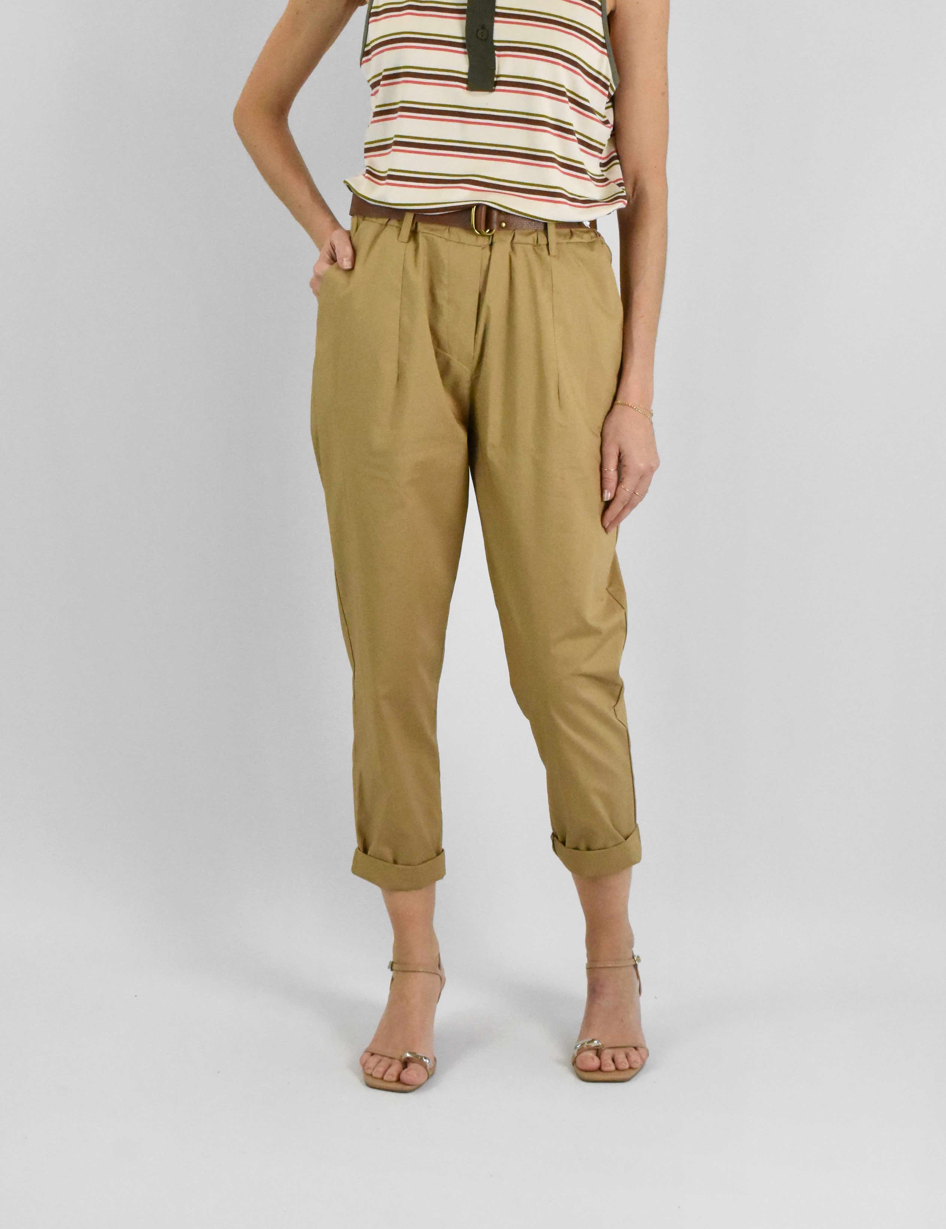 Pantalone cotone risvolto