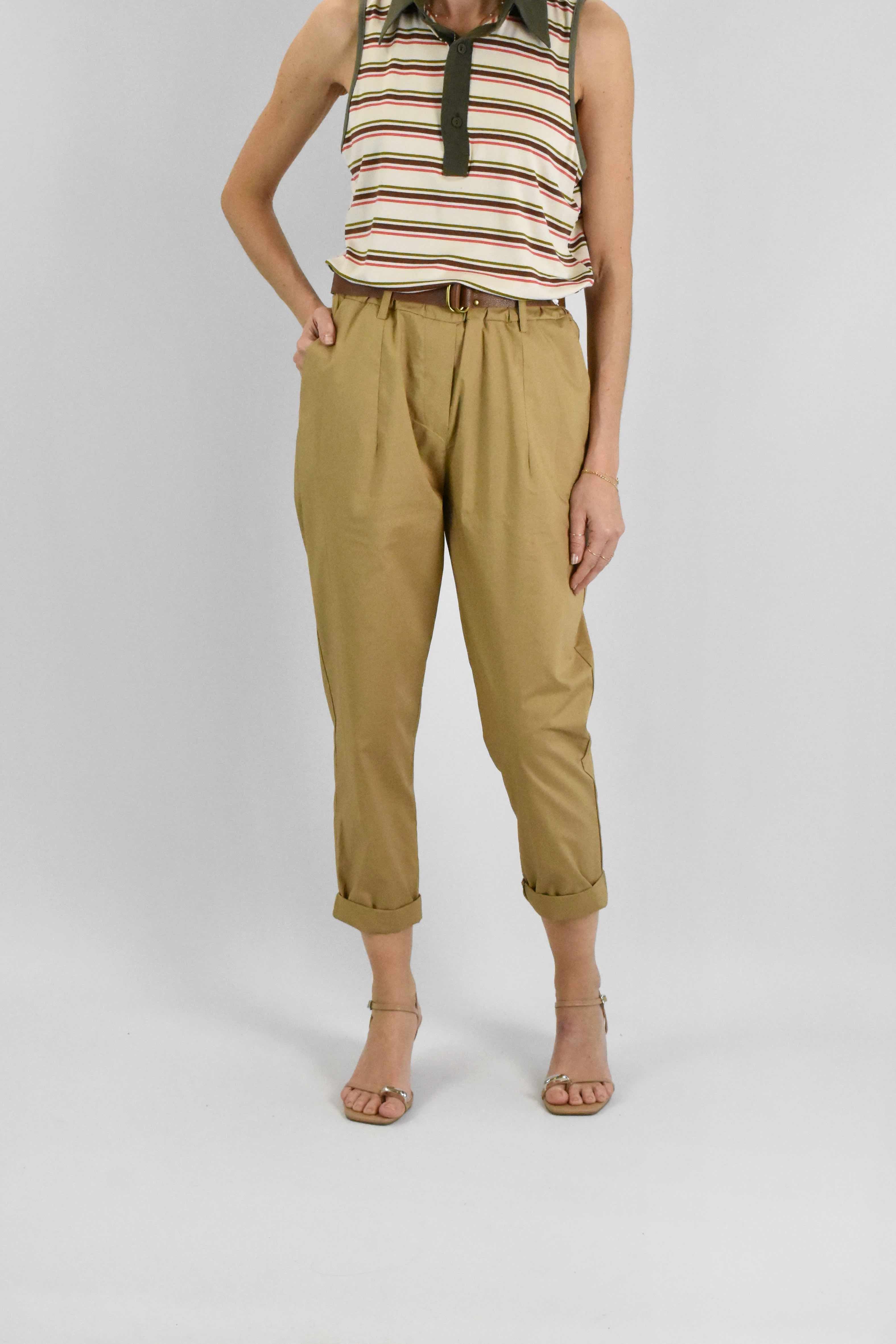 Pantalone cotone risvolto