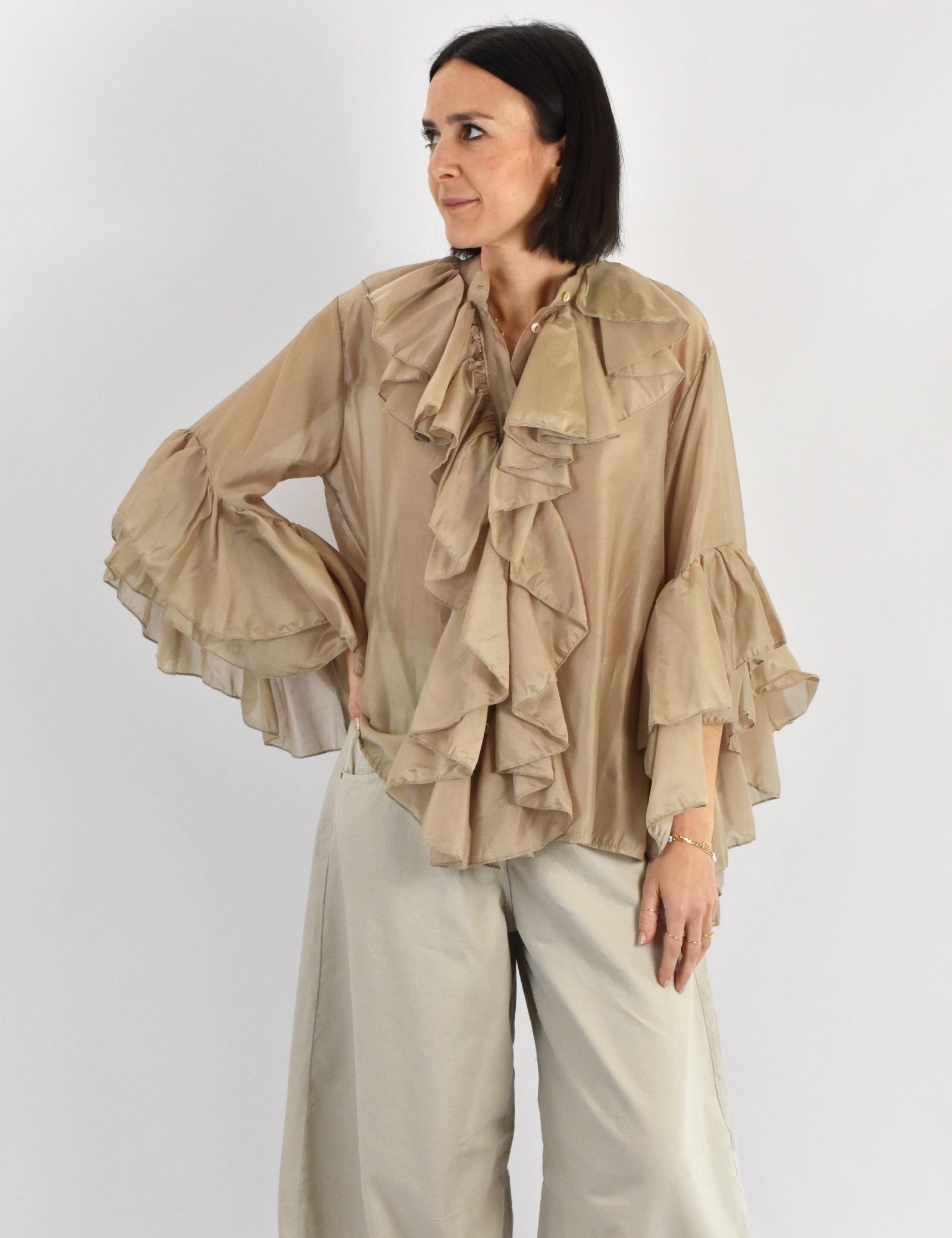 Camicia mussola rouches