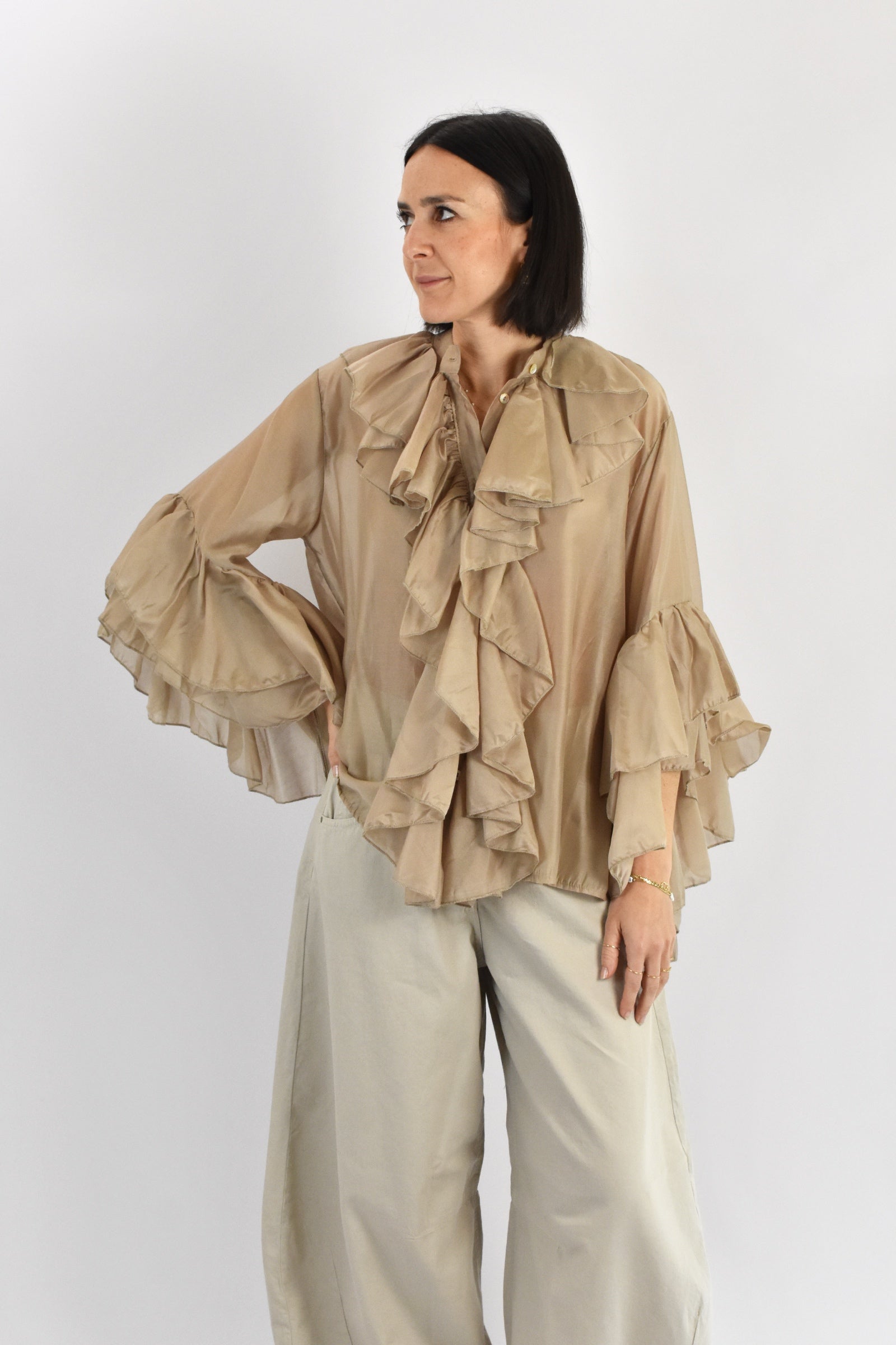 Camicia mussola rouches
