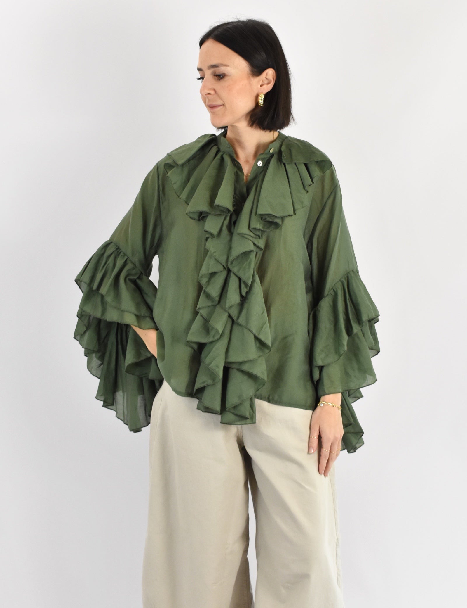 Camicia mussola rouches
