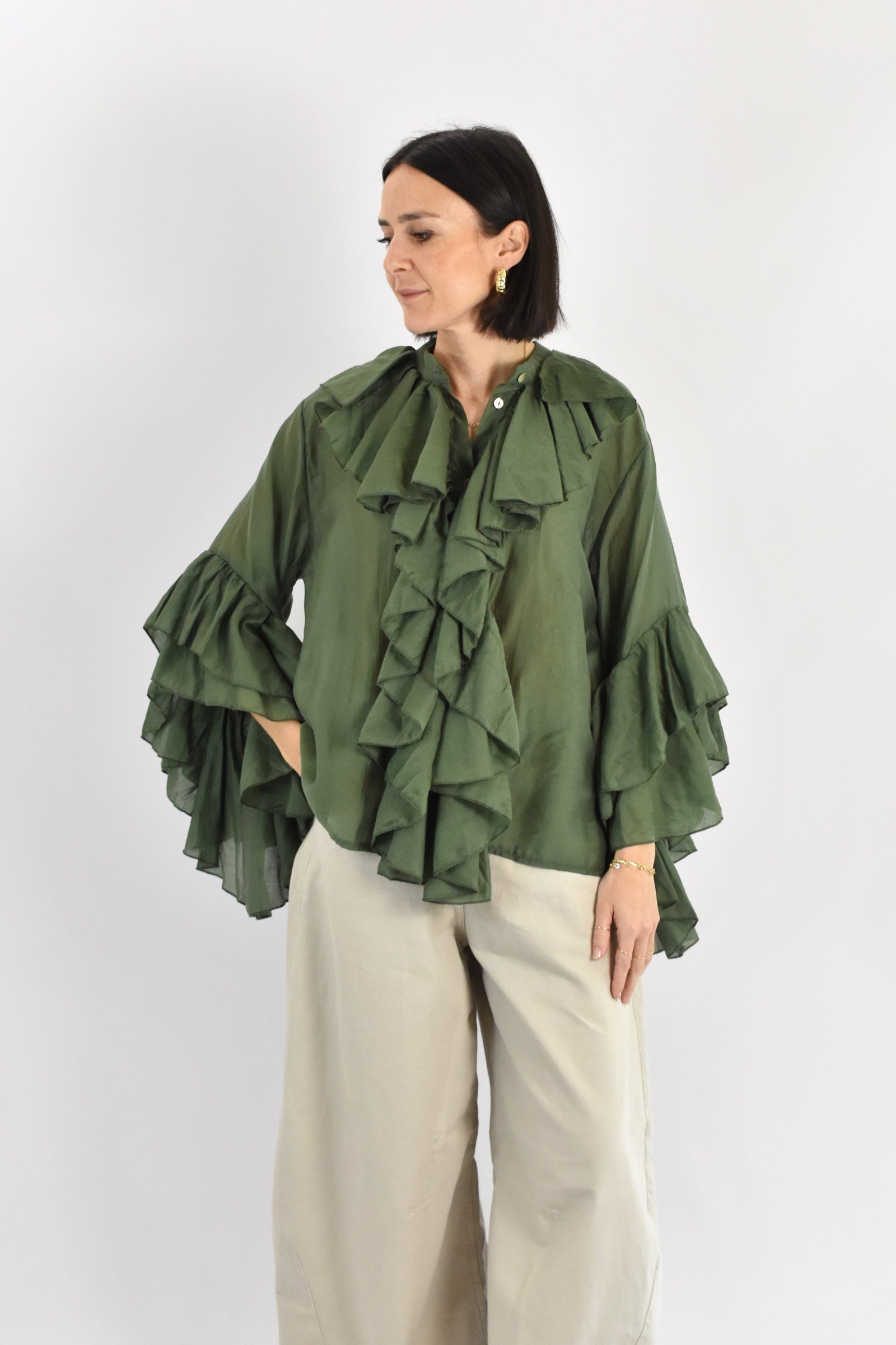 Camicia mussola rouches
