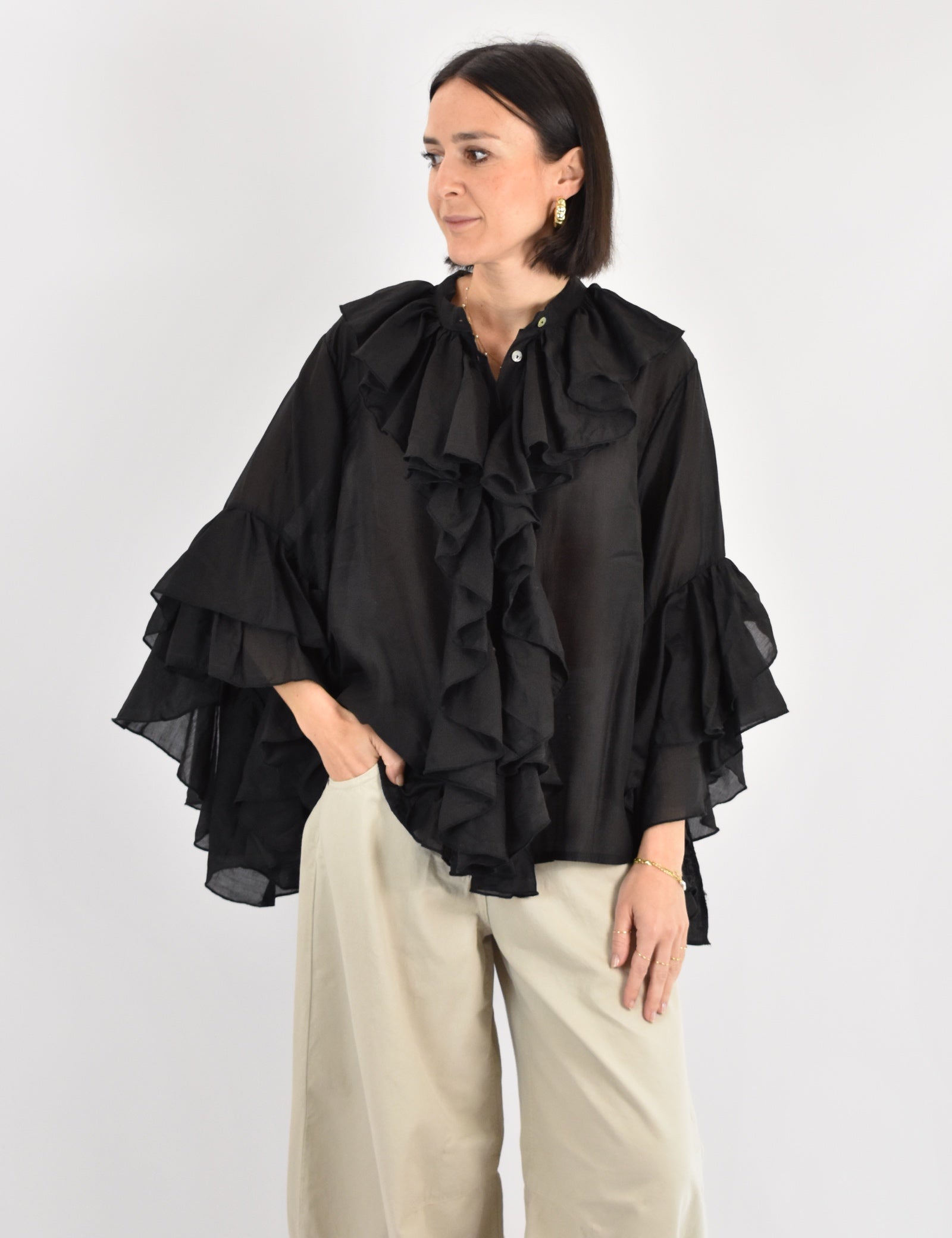 Camicia mussola rouches