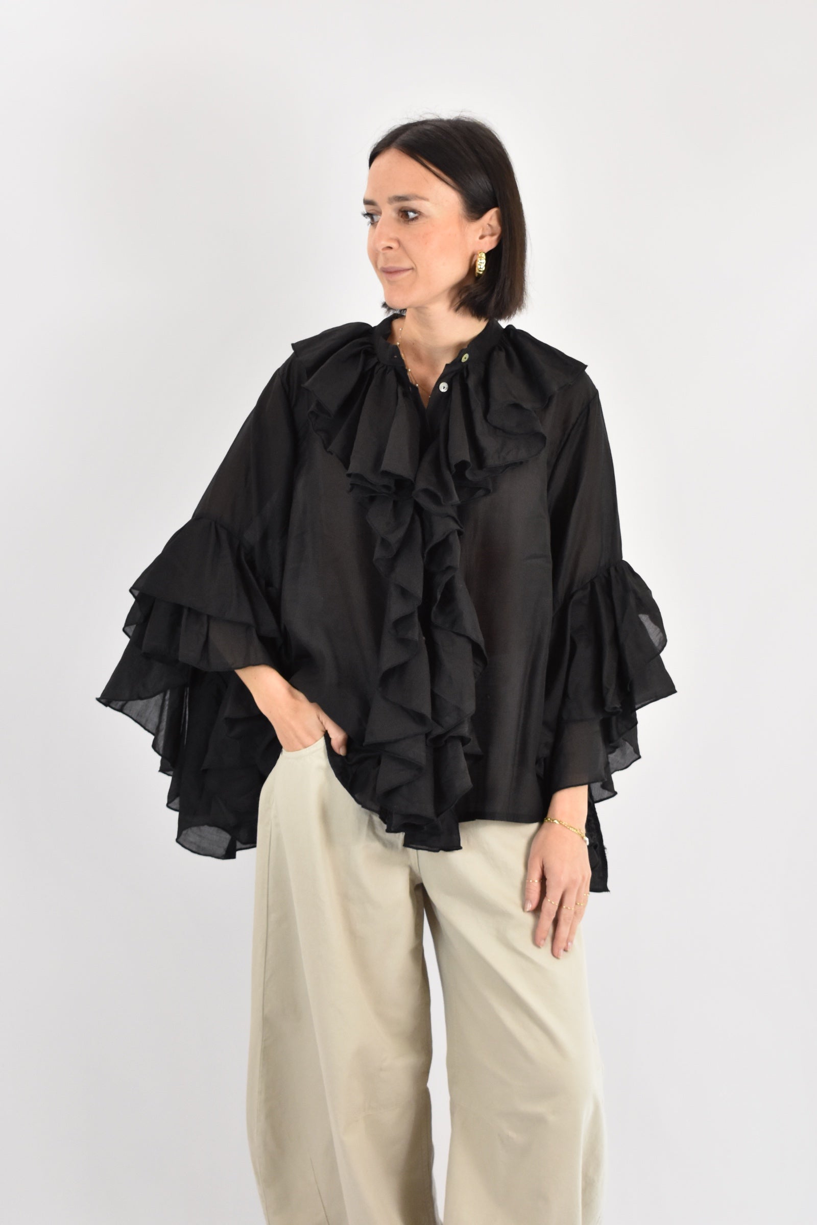 Camicia mussola rouches