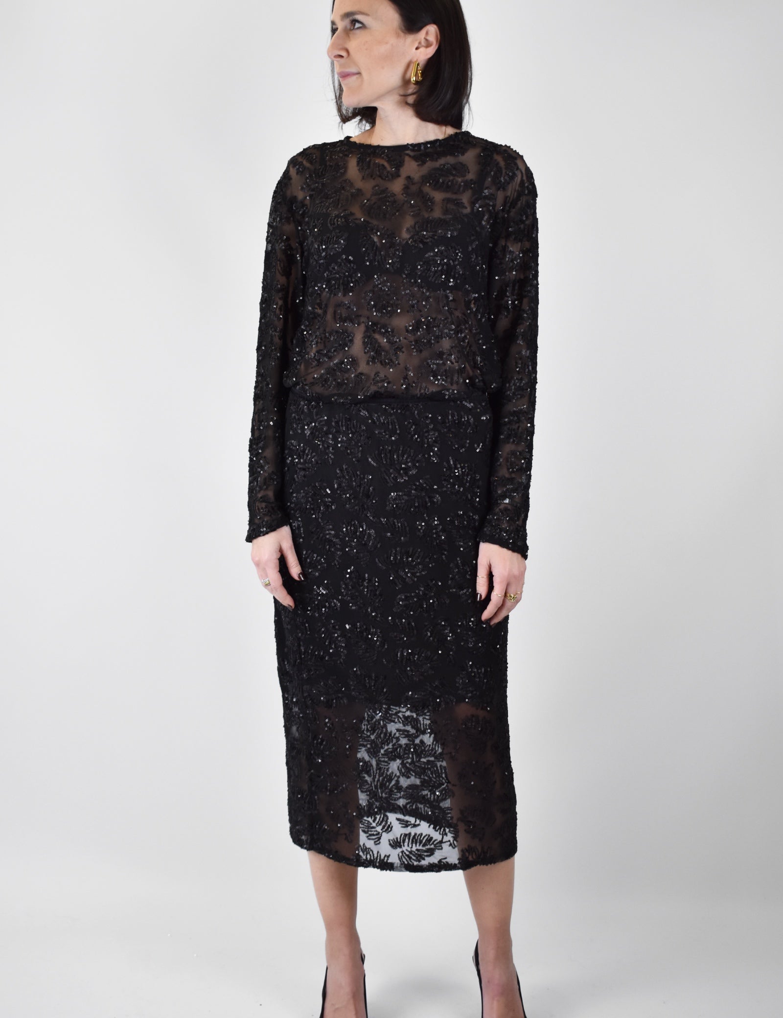 Maglia tulle paillettes