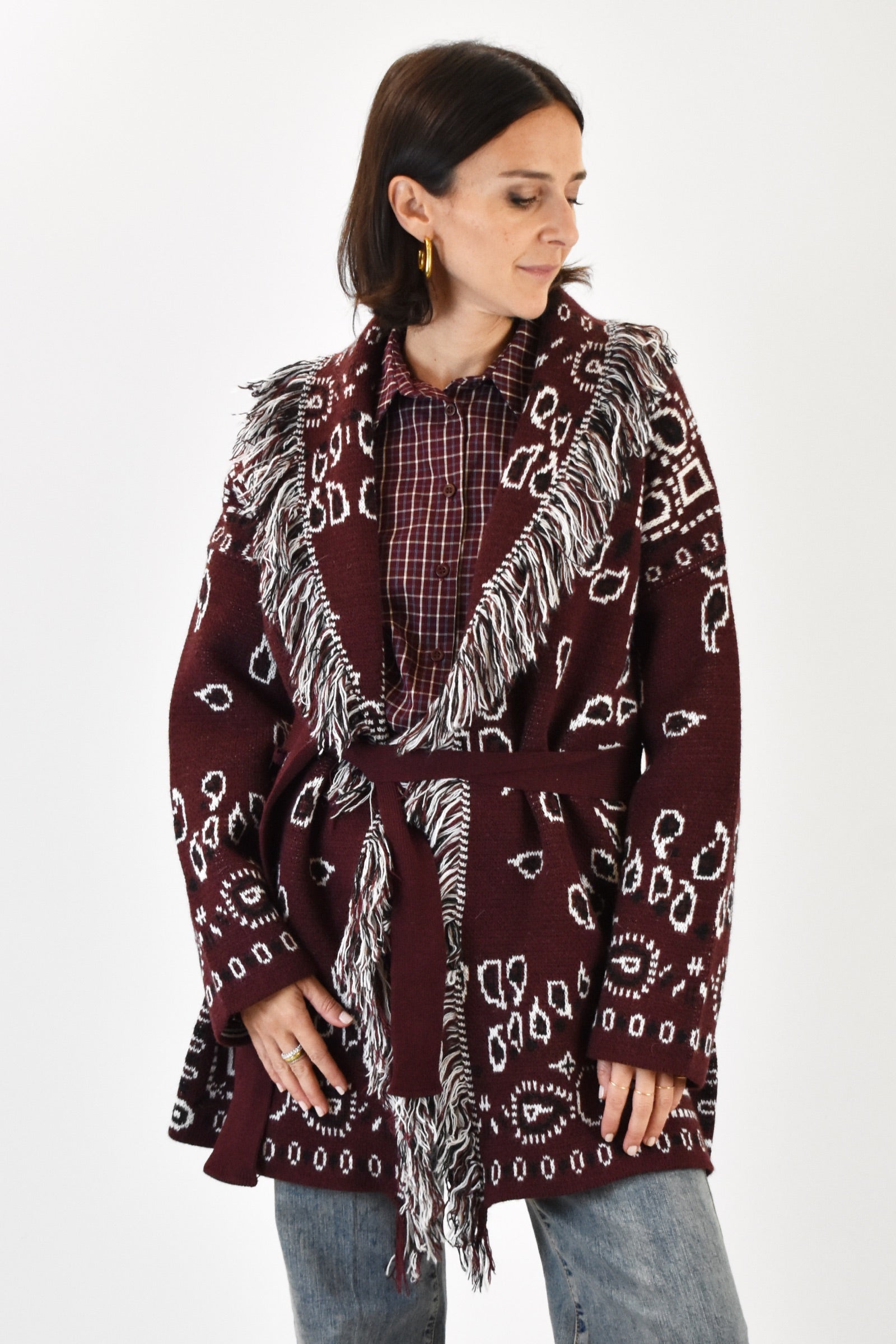 Cardigan bandana frange