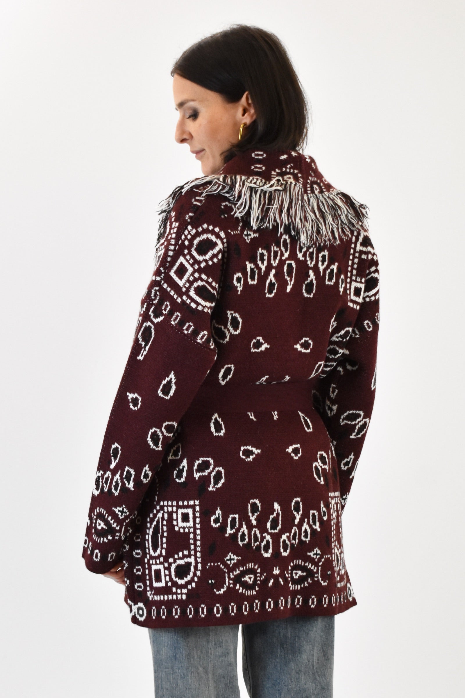 Cardigan bandana frange