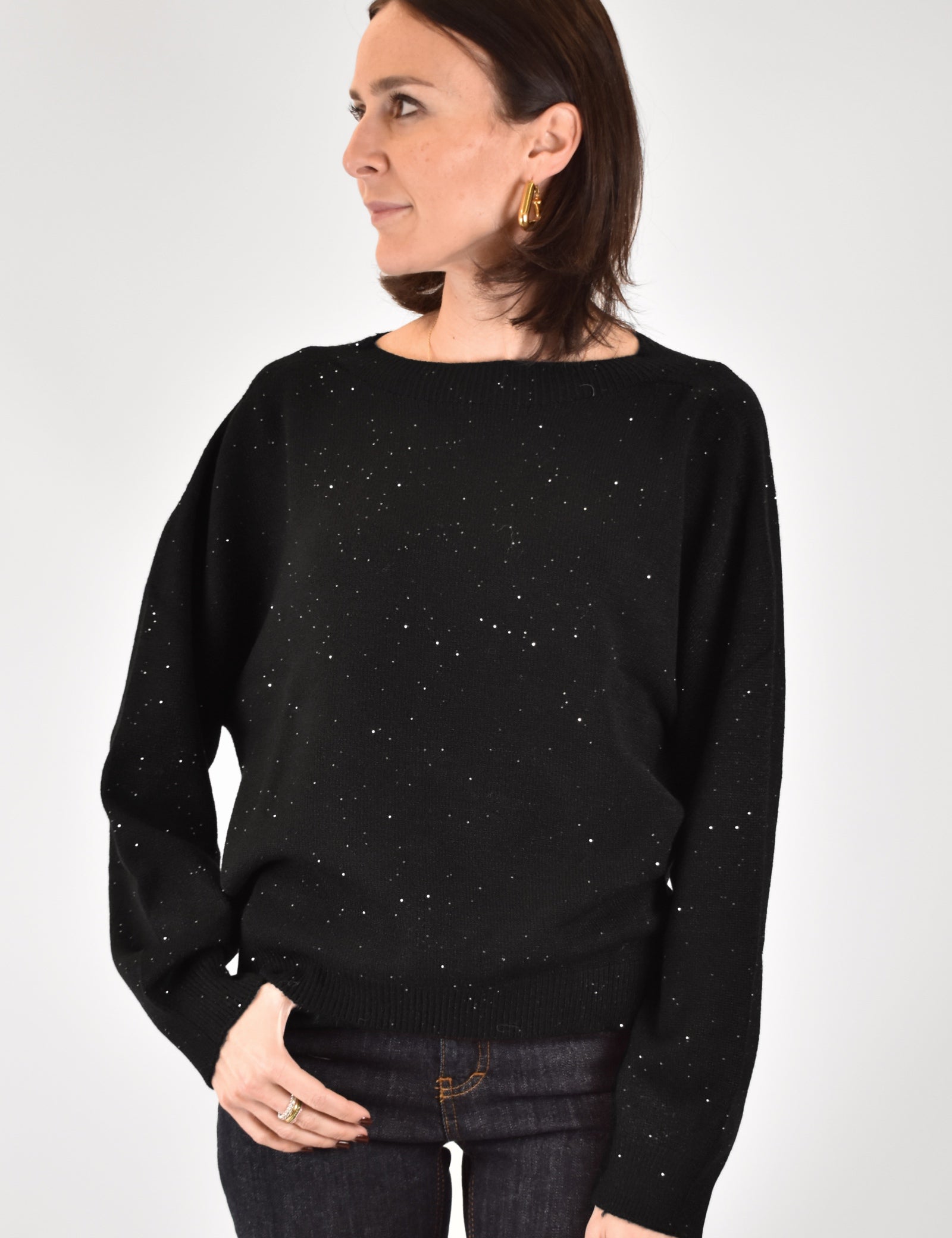 Maglia girocollo paillettes