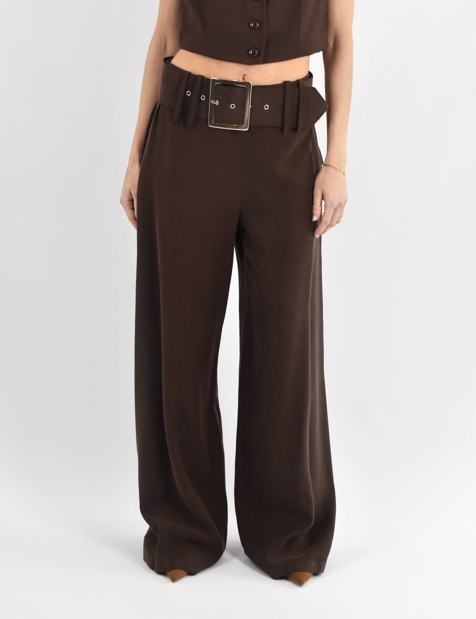 Pantalone palazzo maxi belt