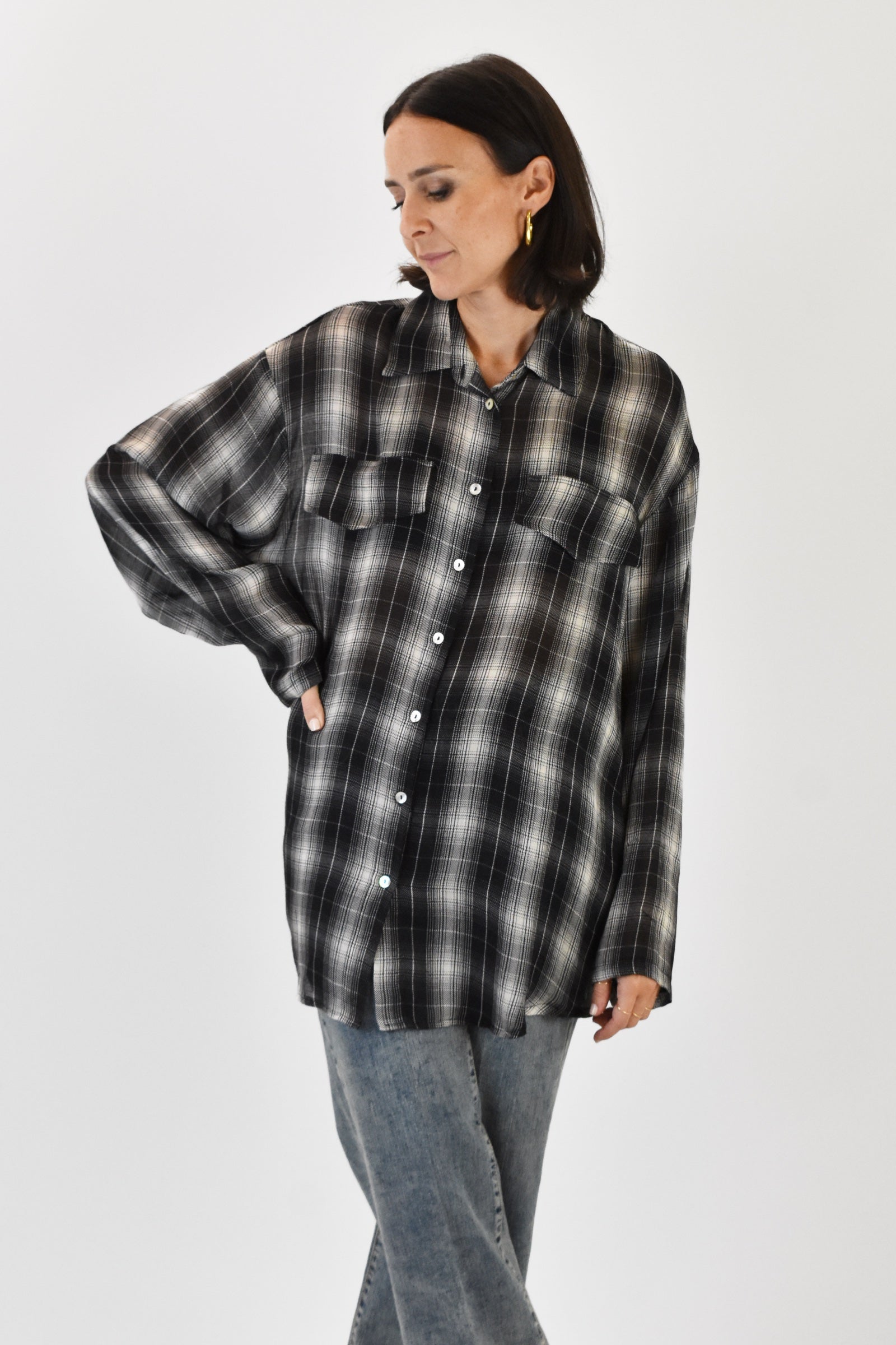 Camicia quadri garzata lana