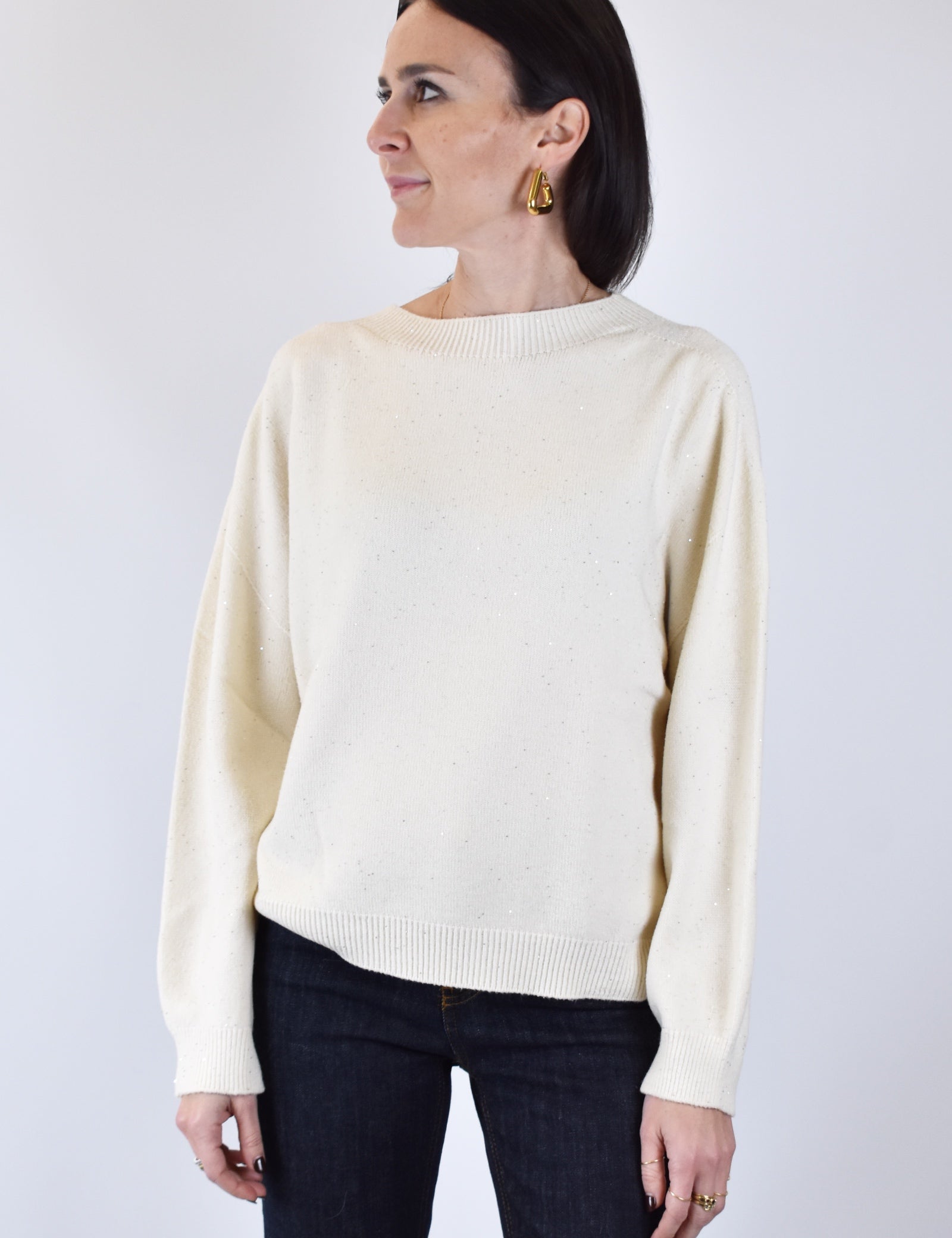 Maglia girocollo paillettes