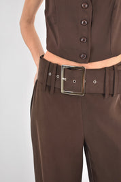 Pantalone palazzo maxi belt