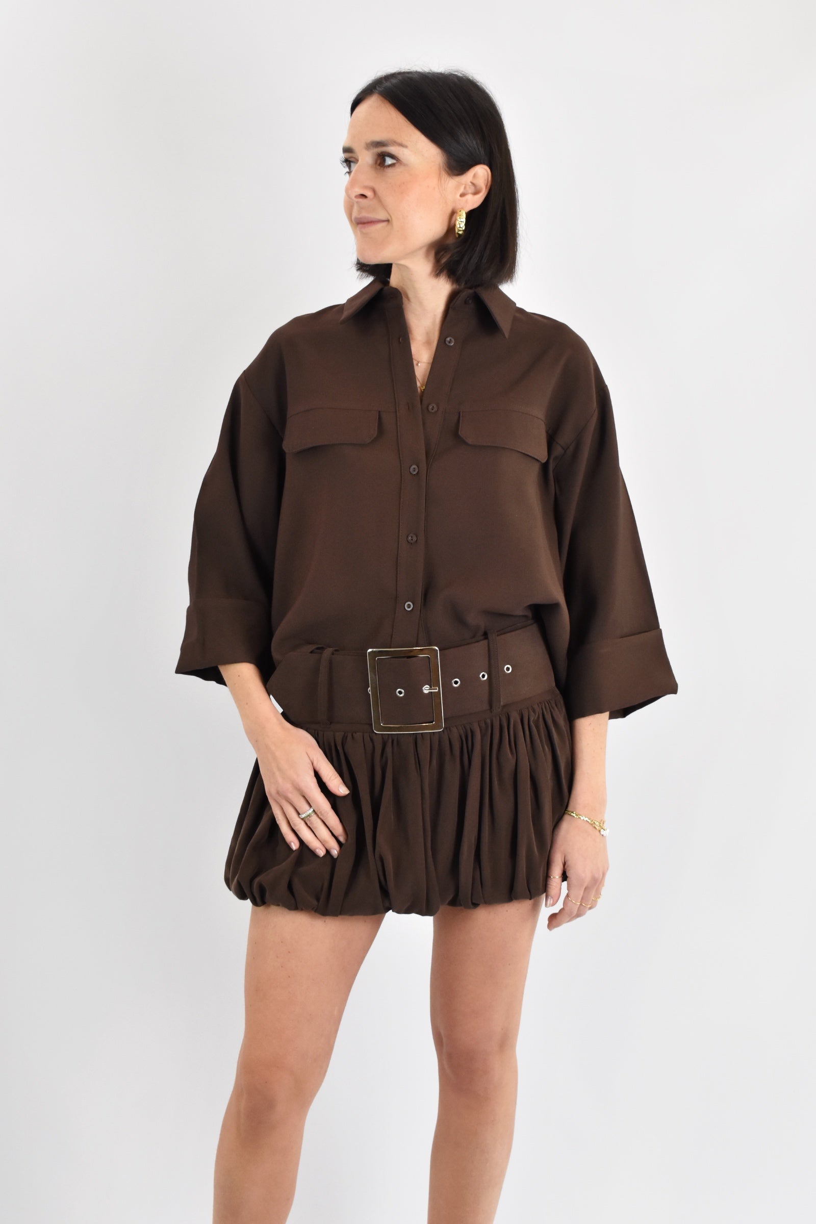 Camicia corta manica risvolto