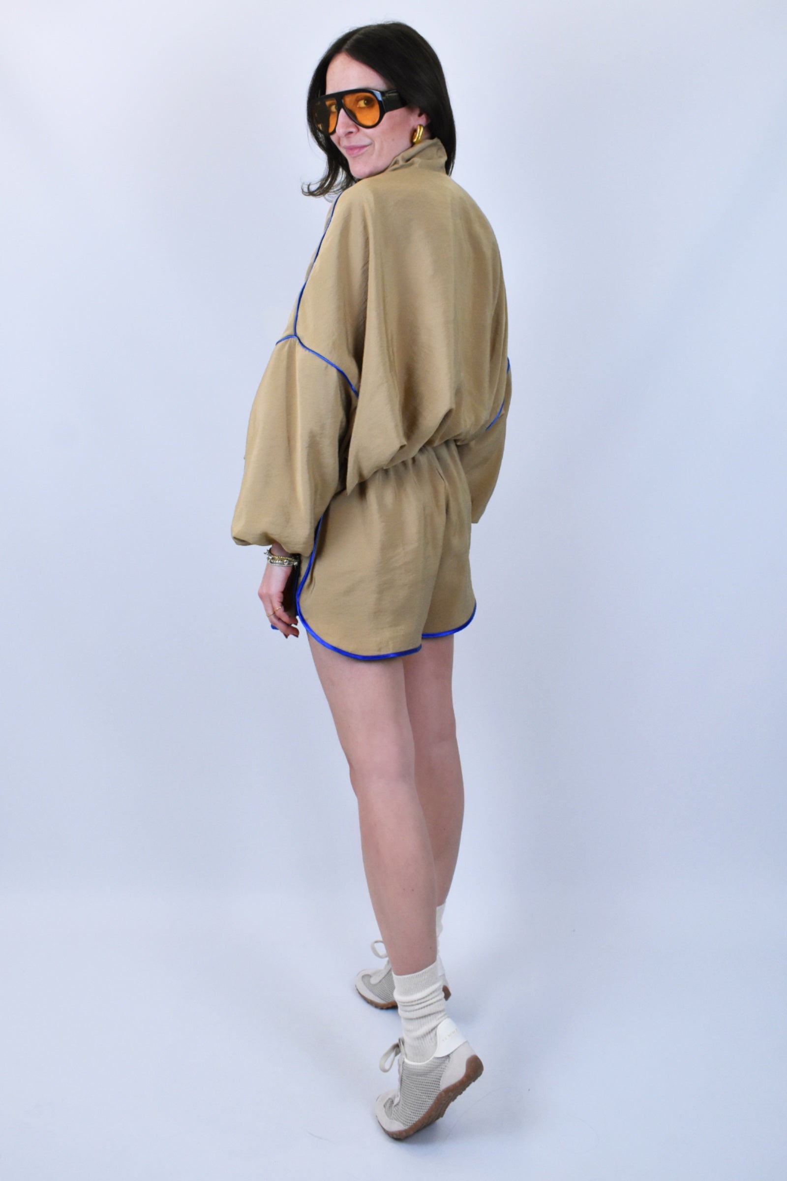 Bomber arricciato bicolore