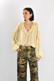 Blusa rouches scollo V