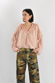 Blusa rouches scollo V