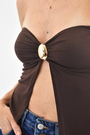 Top gioiello con spacco