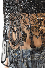 Top tulle e perline ricamate