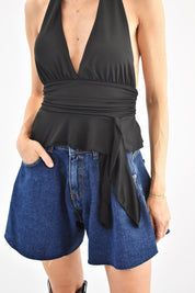 Top scollo americano balze