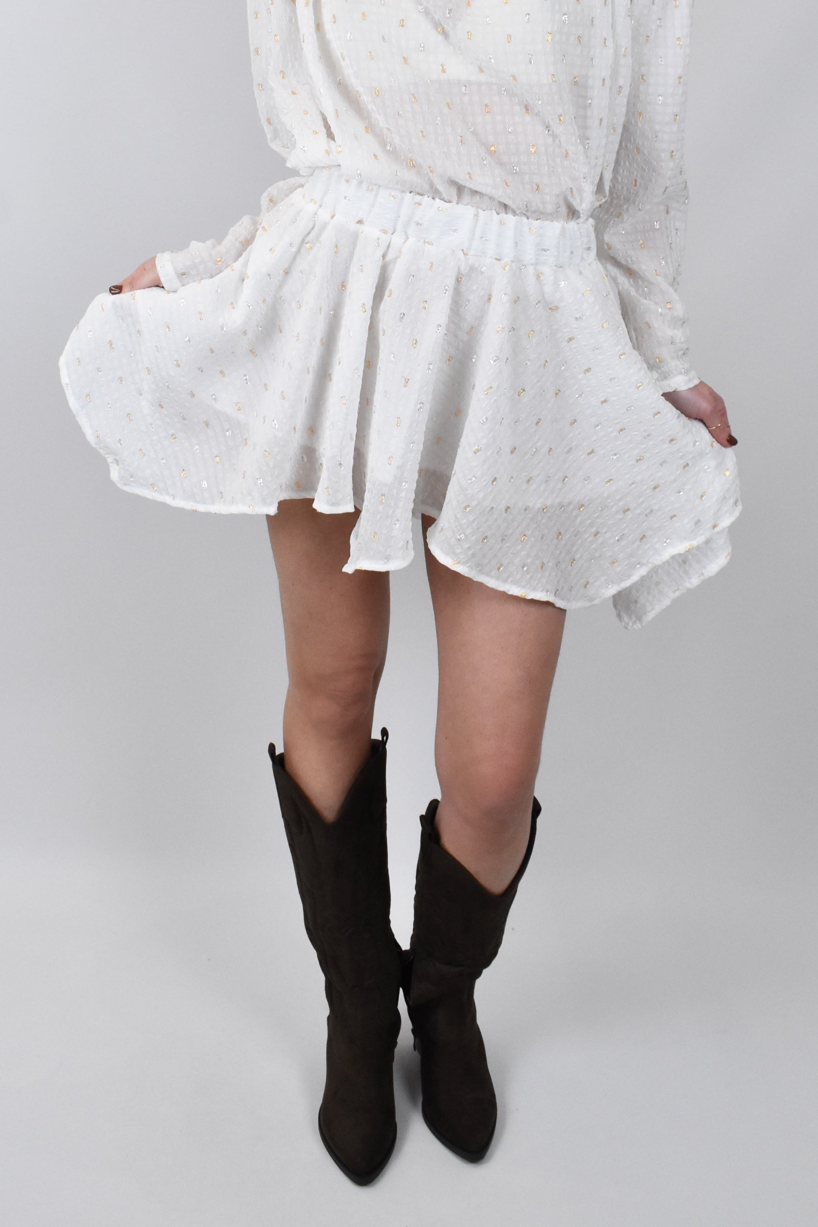 Minigonna balze con lurex