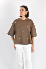 Maglia strass mezza manica