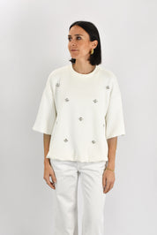 Maglia strass mezza manica