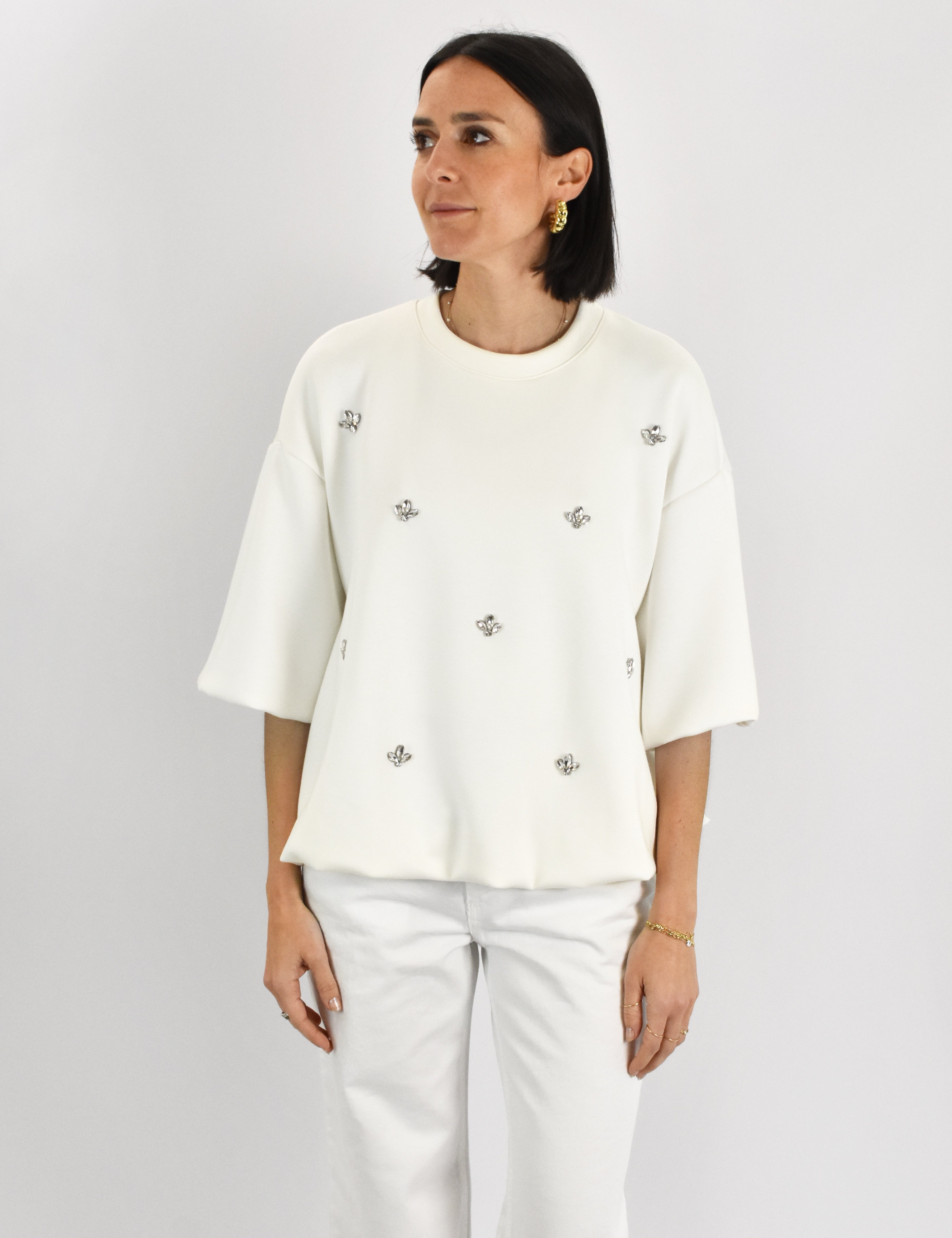 Maglia strass mezza manica