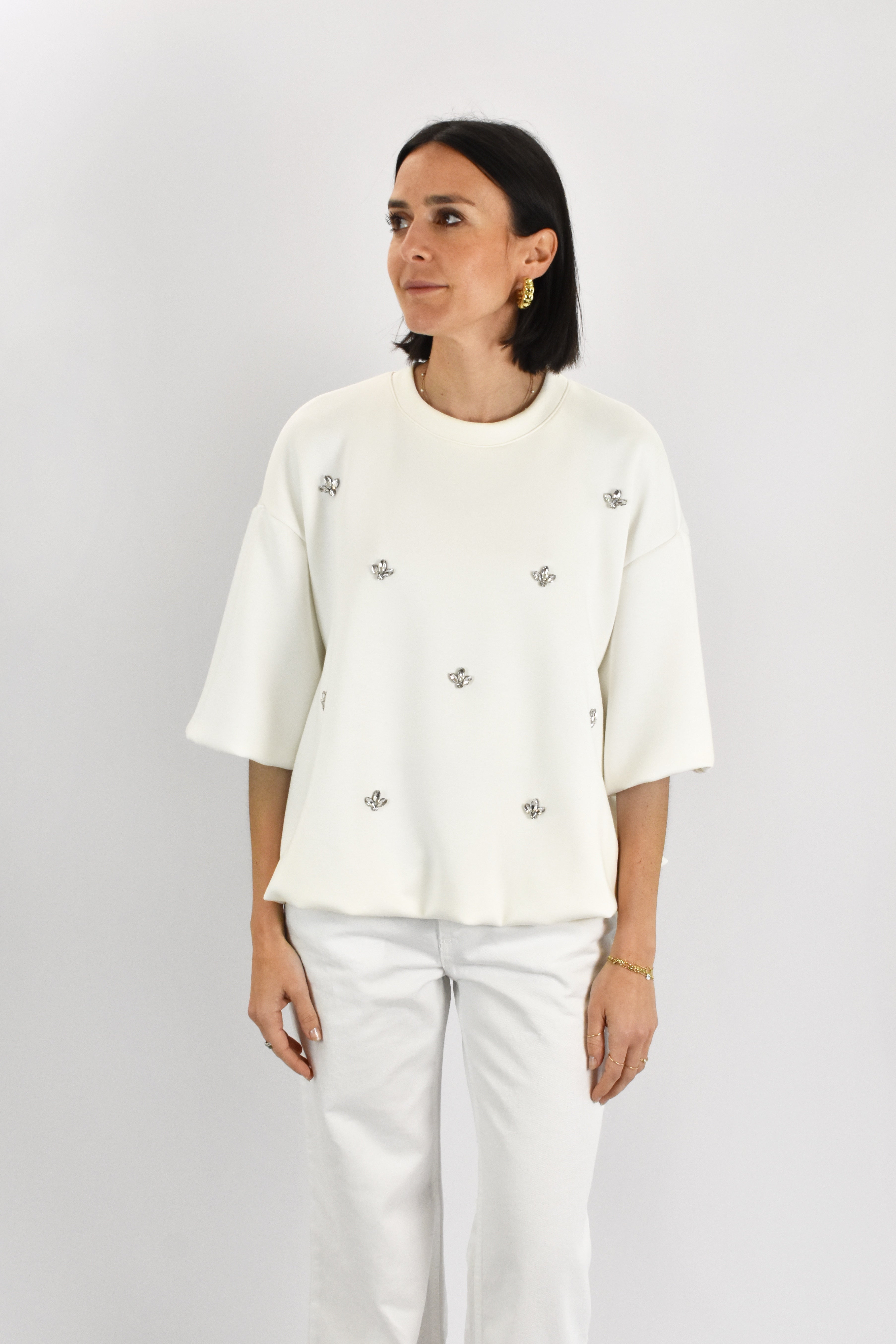 Maglia strass mezza manica