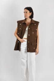 Gilet cotone con strass