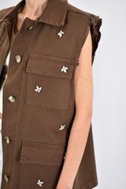 Gilet cotone con strass