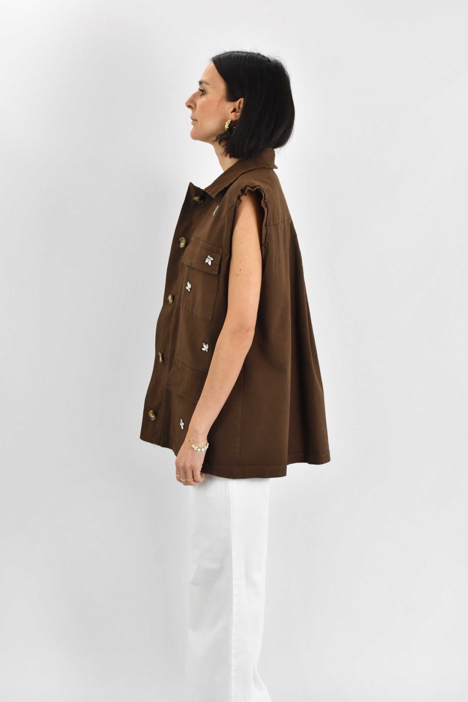 Gilet cotone con strass