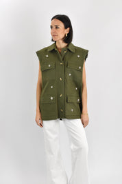 Gilet cotone con strass