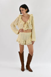 Shorts crochet con balze