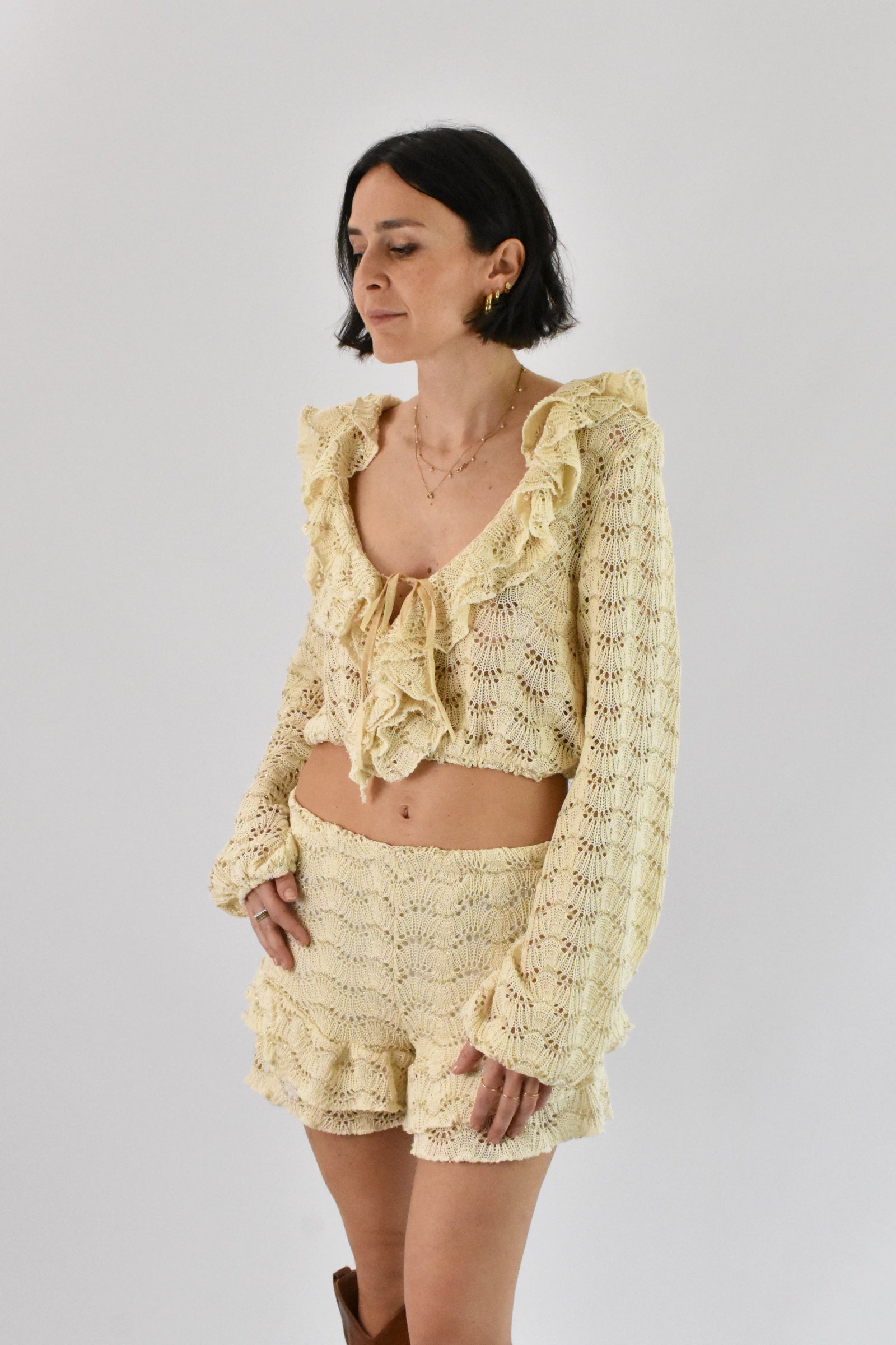 Camicia crochet crop con gala