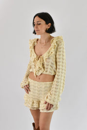 Camicia crochet crop con gala