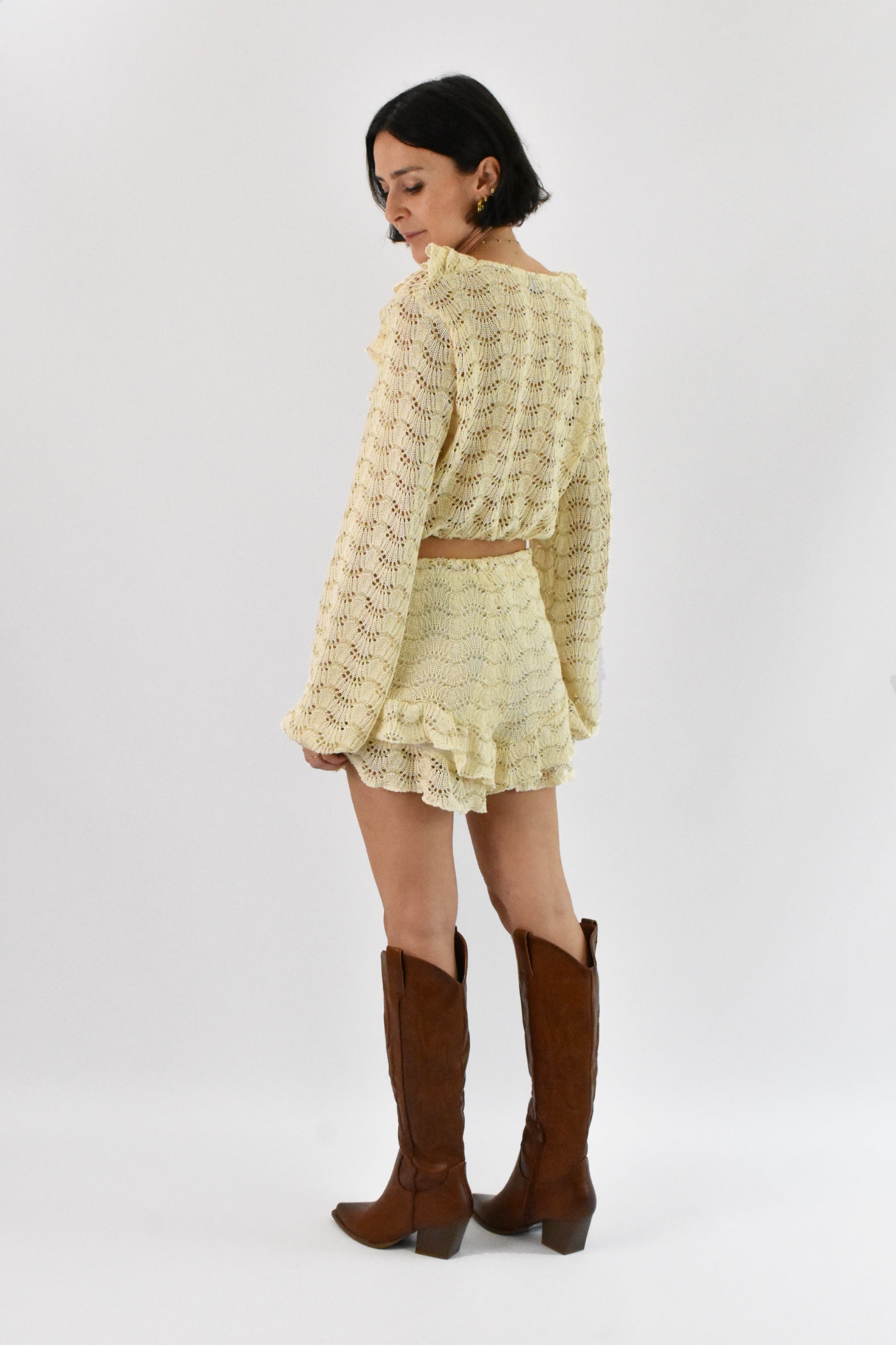 Camicia crochet crop con gala