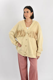 Cardigan felpa con frange
