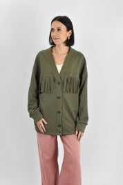 Cardigan felpa con frange