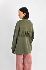 Cardigan felpa con frange
