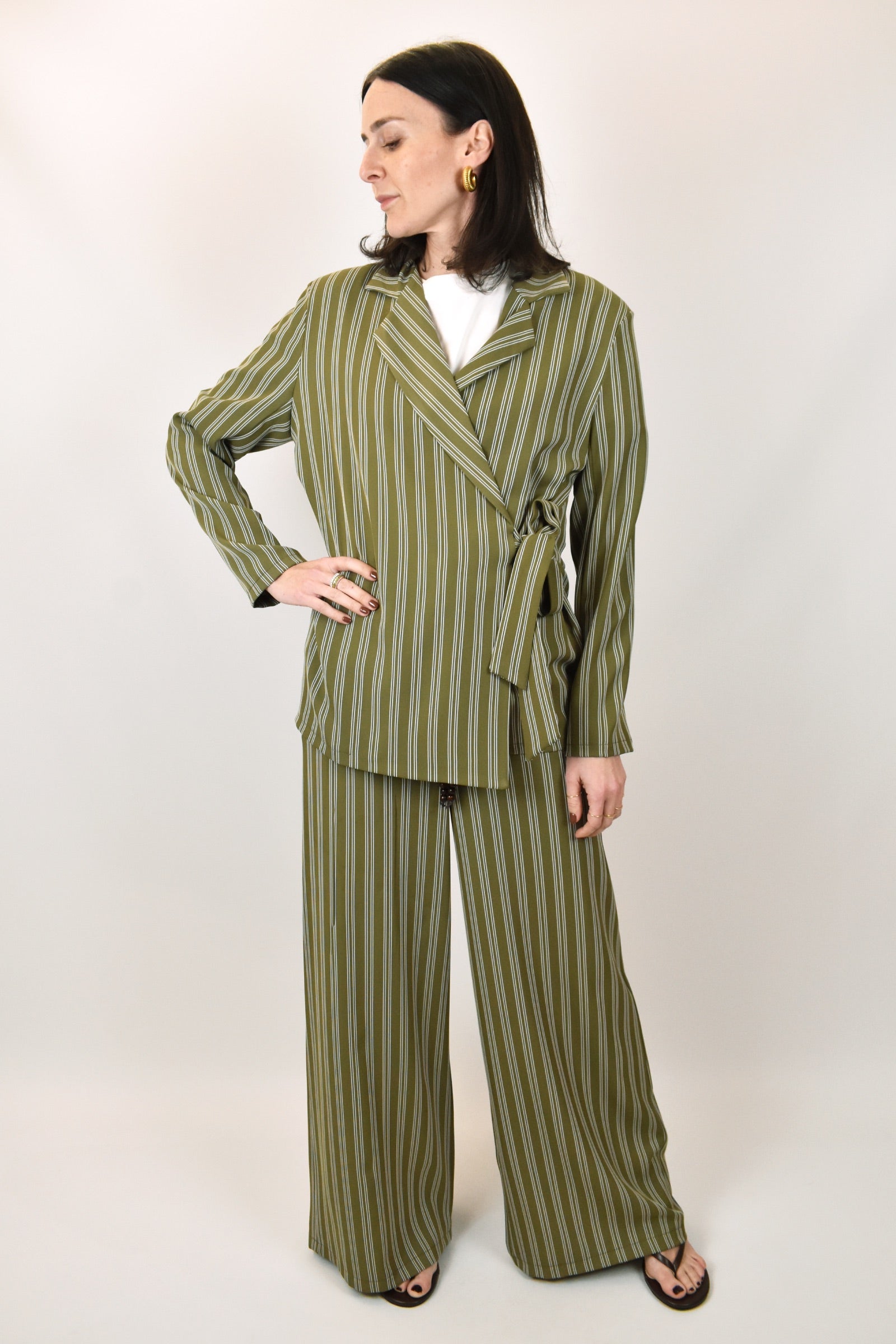 Pantalone palazzo fluido riga