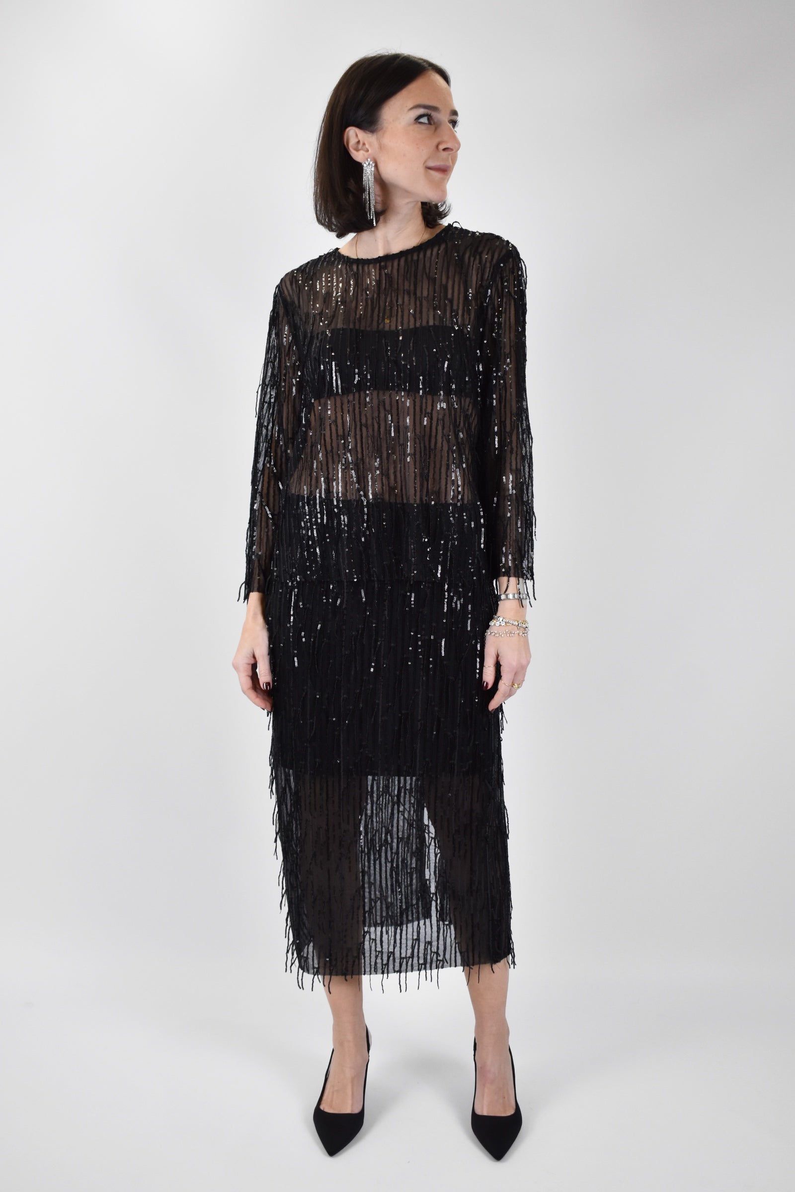 Gonna tulle fili paillettes