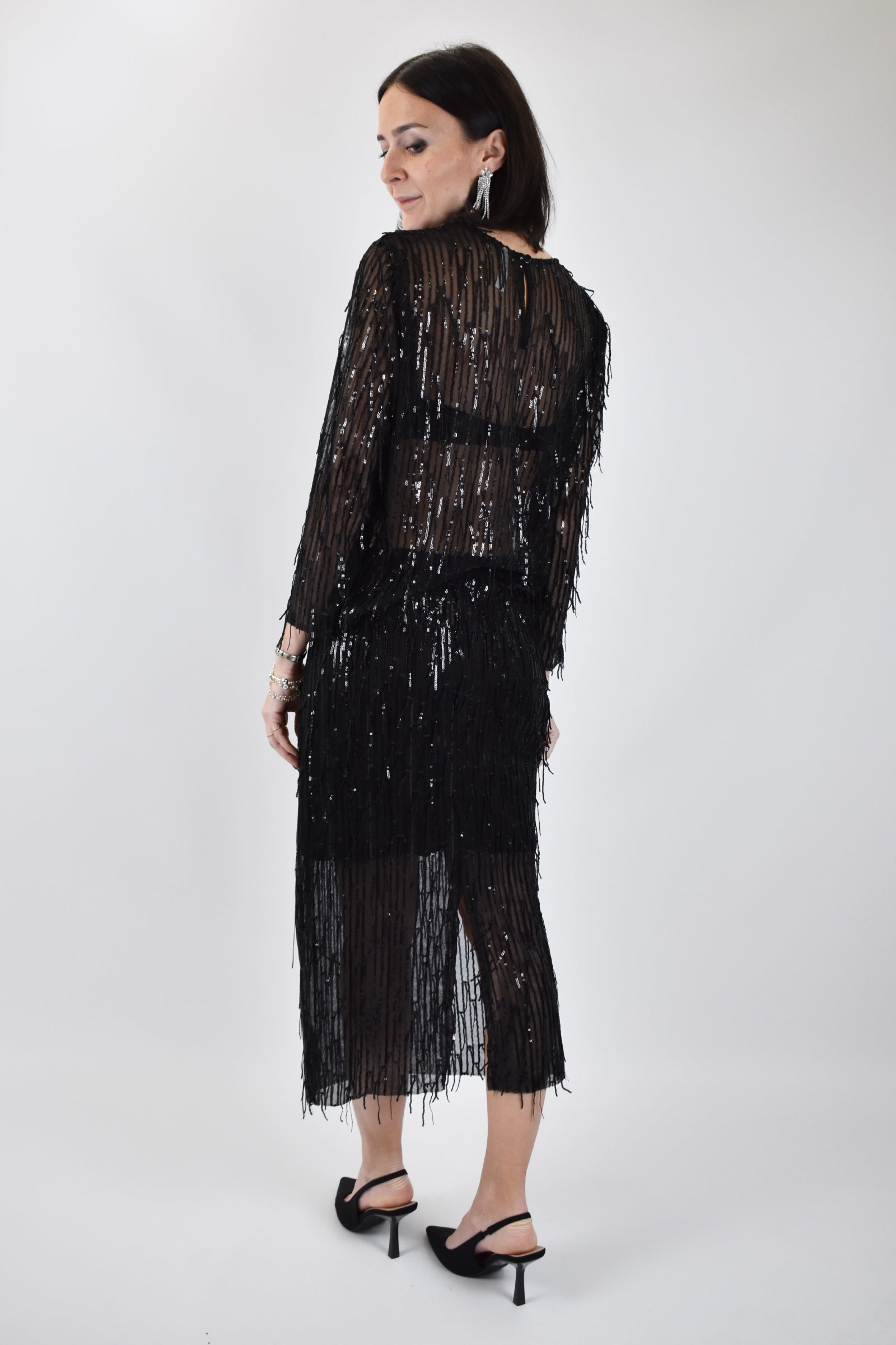 Gonna tulle fili paillettes