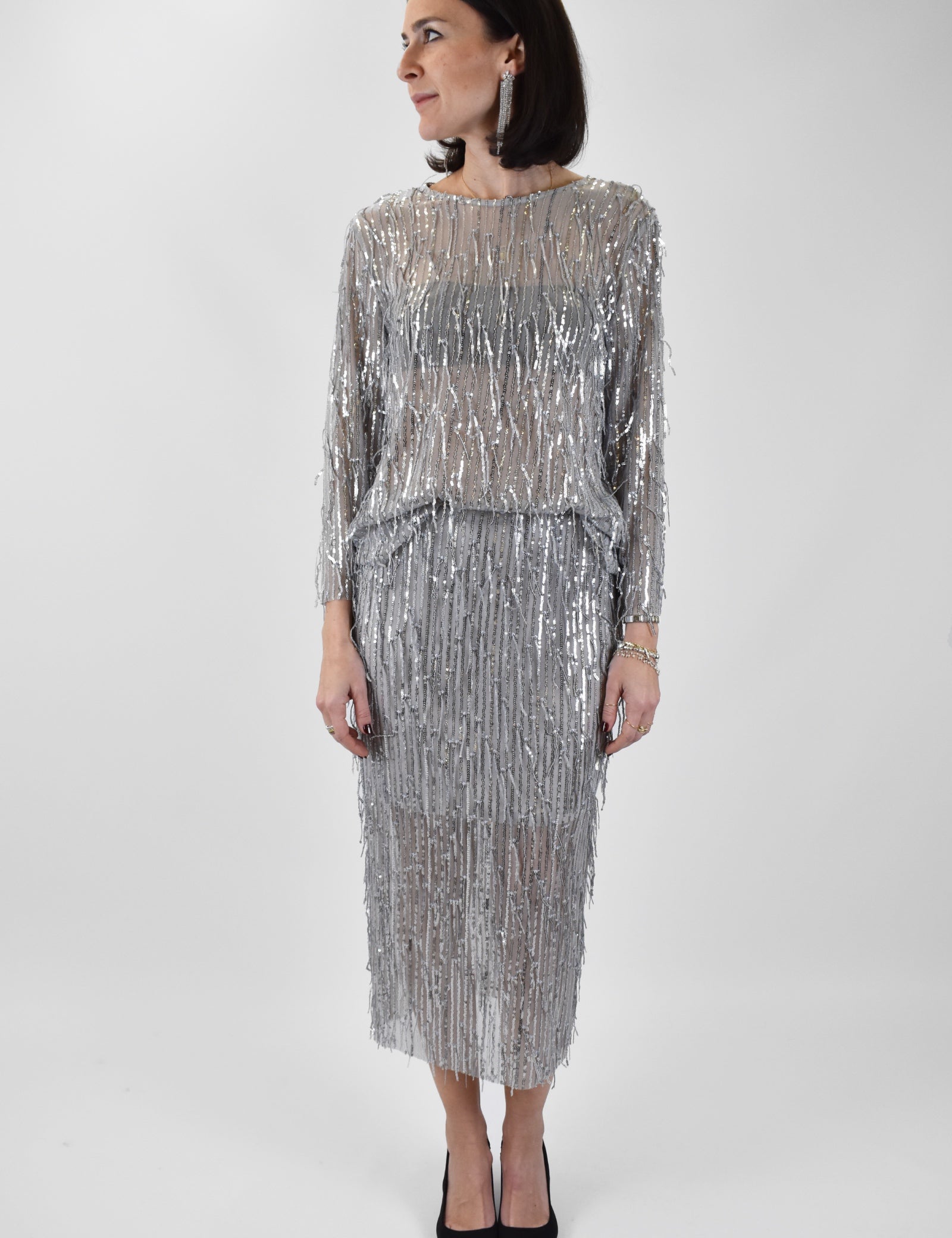 Gonna tulle fili paillettes