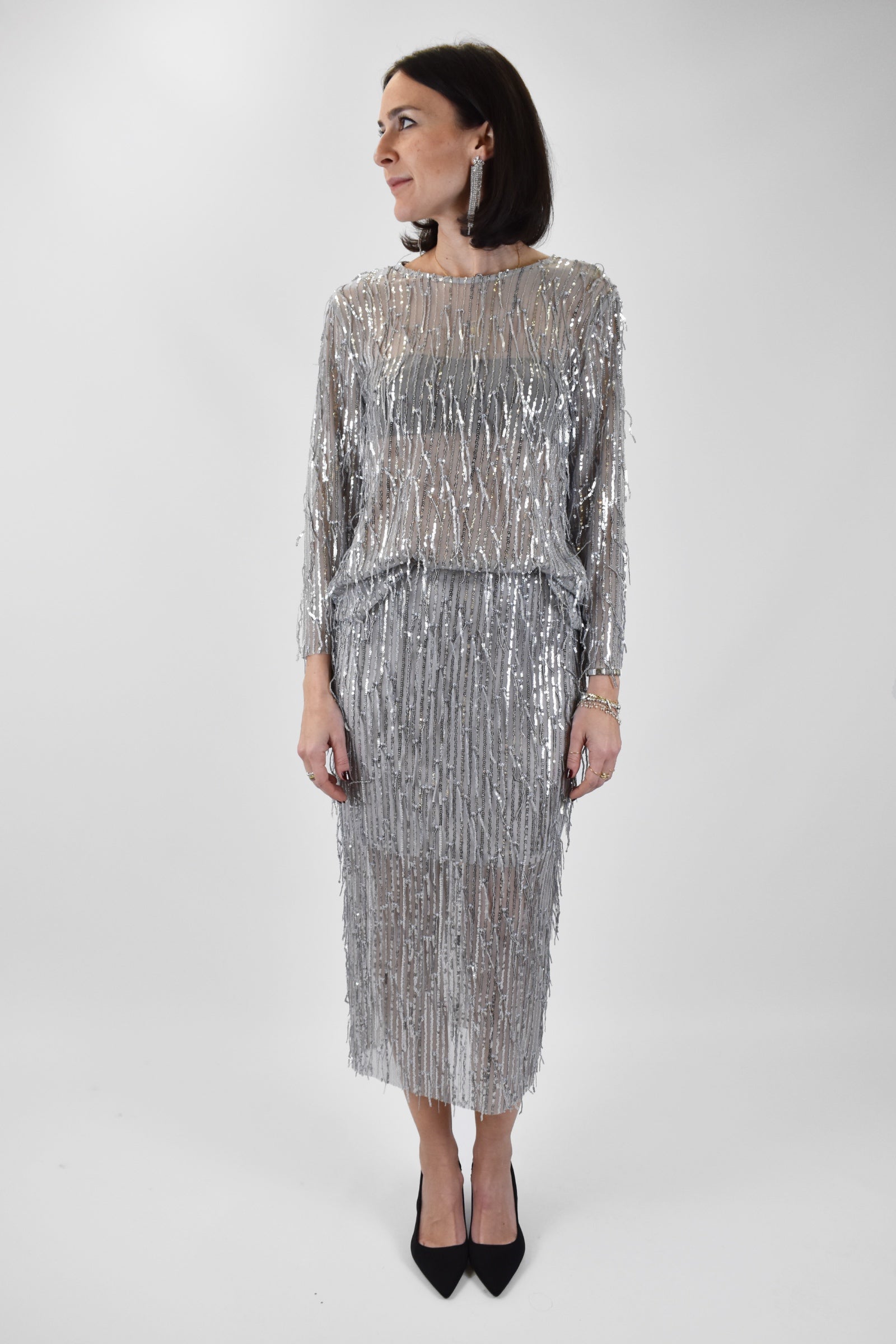 Gonna tulle fili paillettes