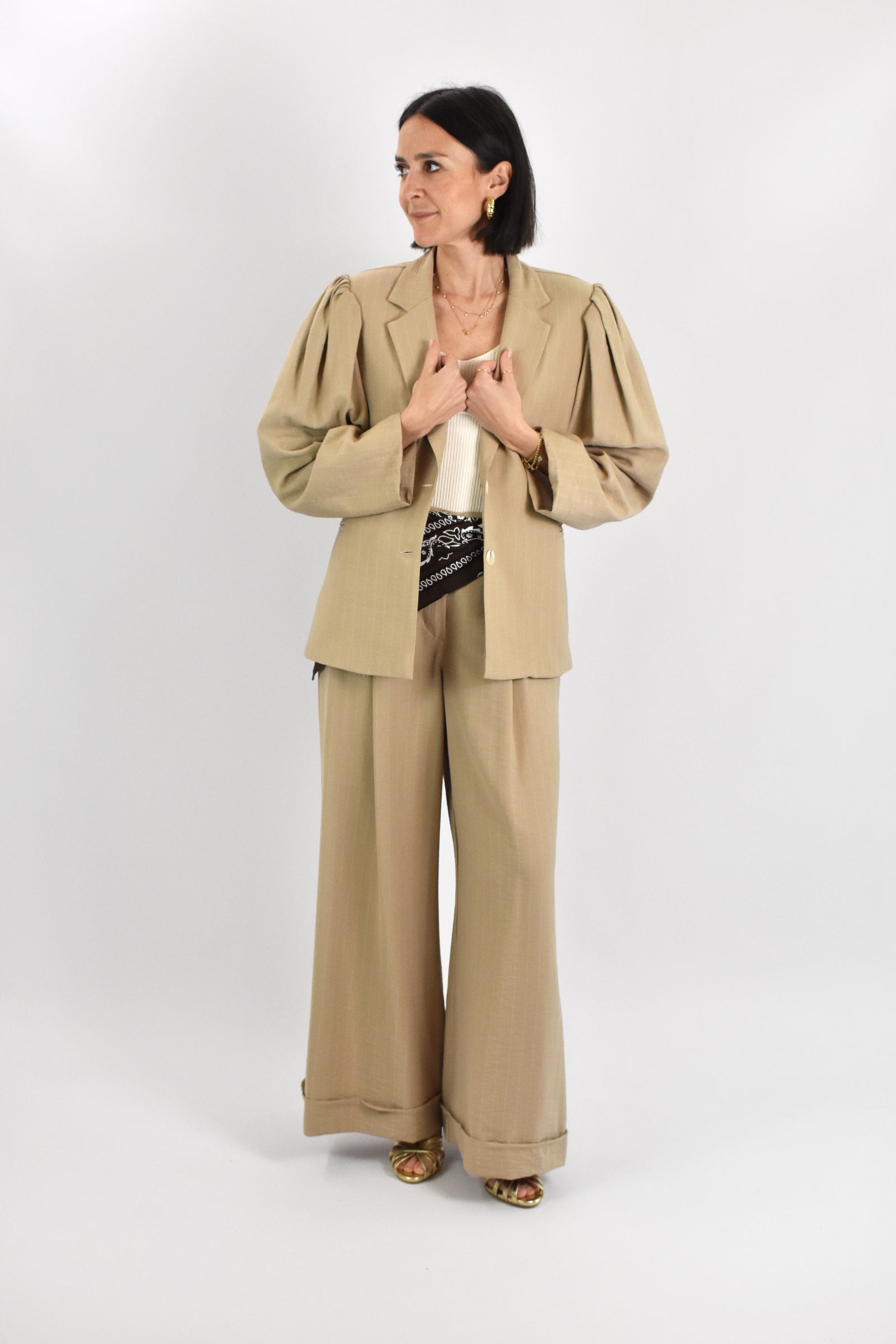 Pantalone ampio gessato