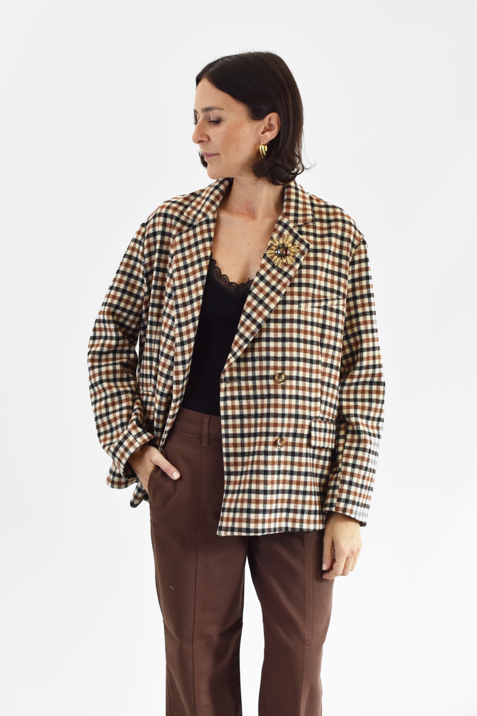 Giacca quadretti oversize