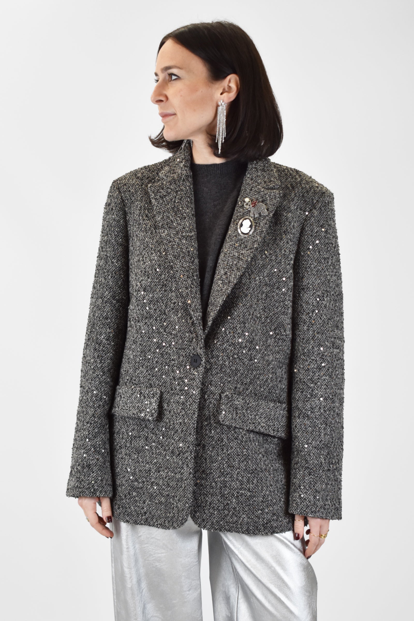 Giacca salepepe con spille